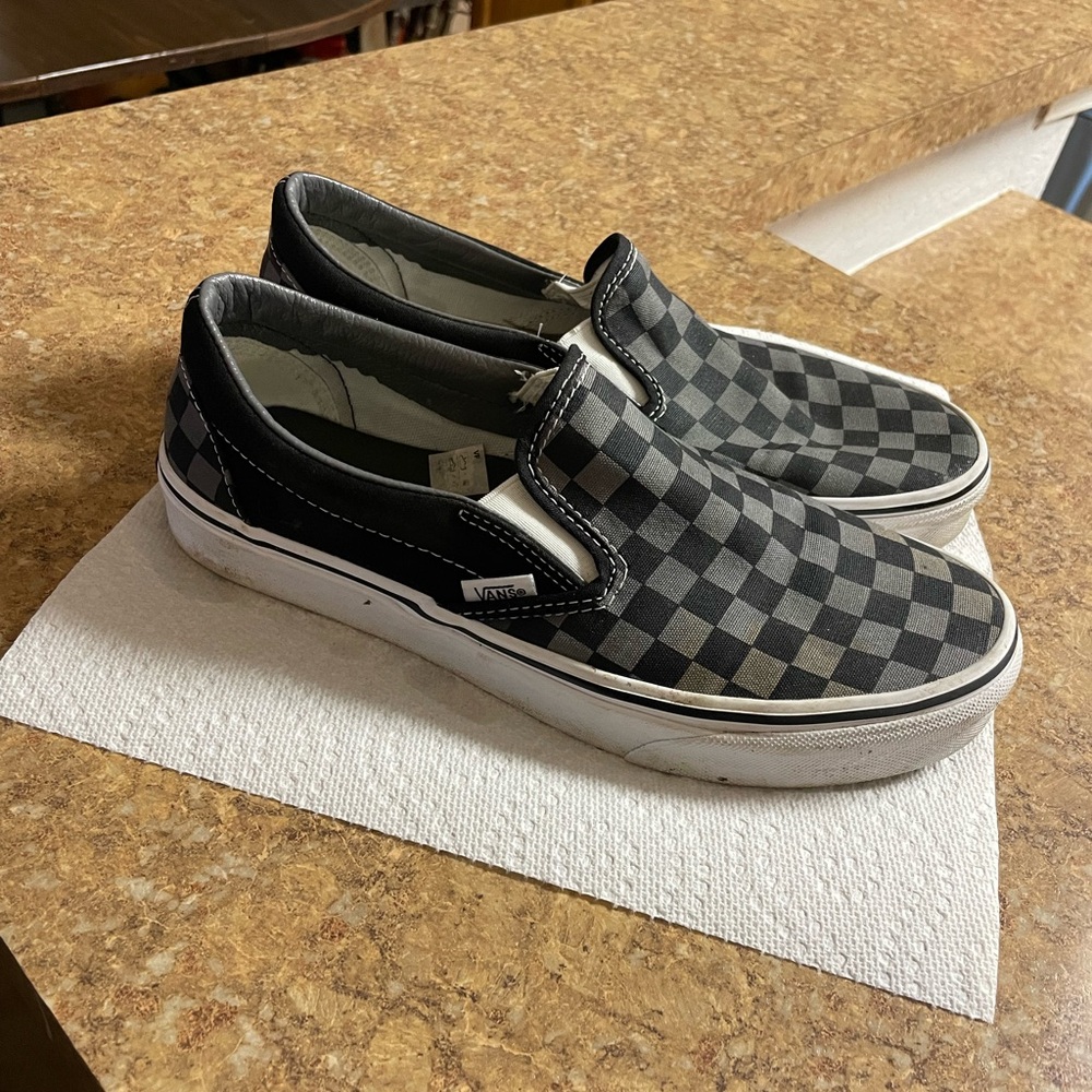 Black checkered Vans